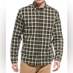 Billy Reid Textural Grid Plaid Tuscumbia Shirt Olive/Multi Size S NWT